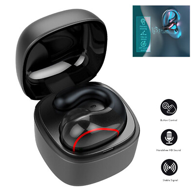 #ad Single Mini Earphone with Charging Box In Ear Bluetooth Headset Noise Cancelling $16.91