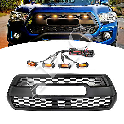 #ad For Tacoma Hood Grill 2016 2023 Bumper Grille With Accessories4 LED Matte Black $103.54