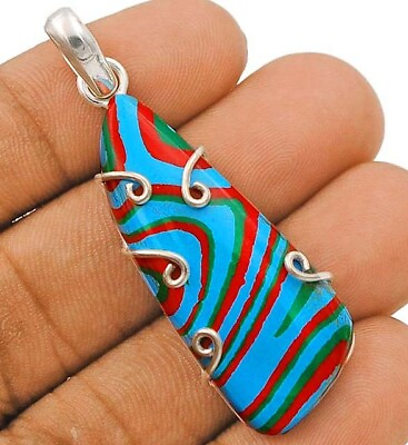 #ad Natural Rainbow Calsilica 925 Sterling Silver Pendant Jewelry ED26 7 $31.99