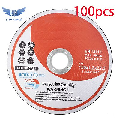 #ad 100Pcs 6quot;x.045quot;x7 8quot; Cut off Wheel Metal amp; Stainless Steel Cutting Discs $56.00