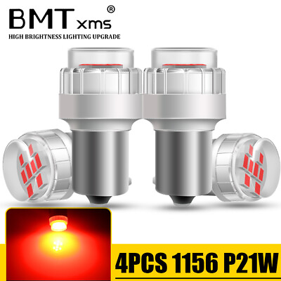 #ad 4X 7506 1156 P21W LED Brake Stop Light CANBUS Bulb for Audi BMW Mercedes Red $18.59