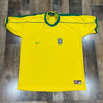 #ad Nike Mens Shirt Extra Large Yellow Basil CBF Soccer Futbol Short Sleeve Pullover $29.99