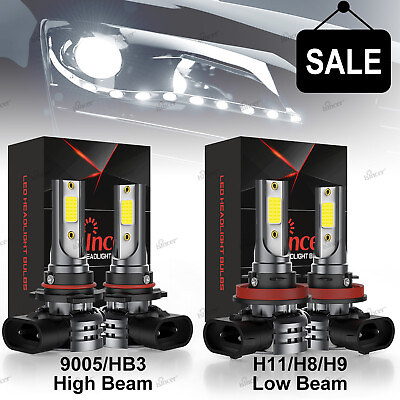 4x 9005H11 LED Headlight Combo High Low Beam Bulbs Kit Super White Bright Lamps $16.99