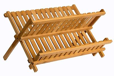#ad Wooden Dish Drying Rack Collapsible Compact Dish Rack Bamboo Dish Drainer $22.99