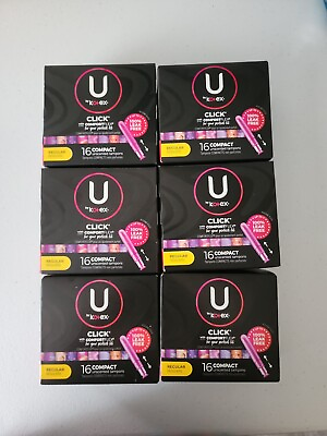 #ad Lot of 6 U by Kotex Click 96 Regular Tampons Unscented 16ct each $42.00