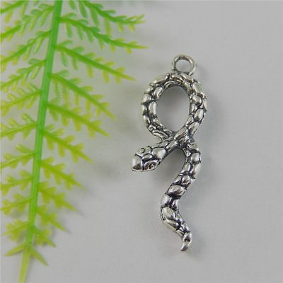 #ad 10 pieces Snake shaped Silver Alloy Charm Pendants For Jewelry Necklace Making $2.75