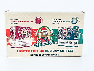 #ad Dr Squatch Limited Ed Holiday Soap Gift Set Frosty Peppermint Snowy Pine Tar 2pk $25.16