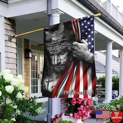 #ad Faith Over Fear America God Jesus Christian#x27;s 3x5 Flag God 3 x 5 Banner New $19.00