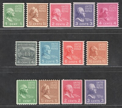 #ad 1939 US Presidential Prexie Issue SC 839 851 Budget Coil Set of 13 MH NH F XF $8.55