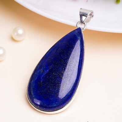 #ad Lapis Lazuli Teardrop Gemstone Pendant 925 Sterling Silver Handmade Gift PG298 $15.64