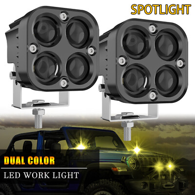 2x 3Inch 80W LED Cube Pods Amber Off Road Driving Lights Spot Work Light Bar Fog $29.62