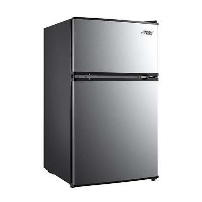 #ad Mini Fridge Refrigerator and Freezer 3.2 cu ft Two Door Compact Stainless Steel $126.18