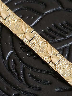 #ad 14k Gold Vintage Panel Link Bracelet $429.00