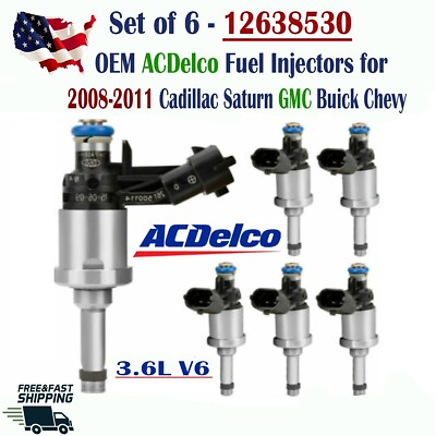 #ad OEM ACDelco x6 Fuel Injectors For 2008 2011 Cadillac Saturn GMC Chevy Buick V6 $132.99