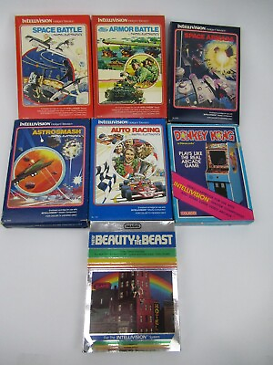 #ad Intellivision Games Lot of 7 Video Games Donkey Kong Beauty Beast Space Battle $21.95