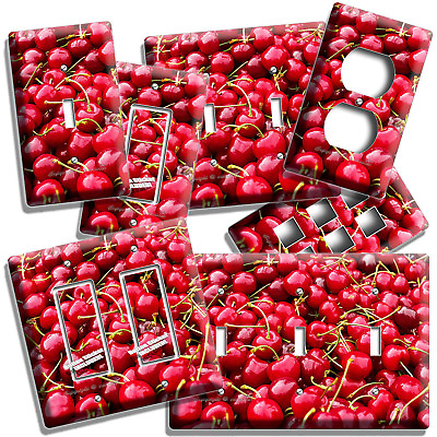 #ad SWEET RED FARM CHERRIES LIGHT SWITCH PLATES OUTLET KITCHEN DINING ROOM ART DECOR $26.99
