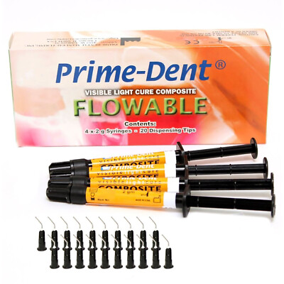 #ad Prime Dent Flowable Light Cure Dental Composite 4 Syringe Kit PICK YOUR SHADES $27.99