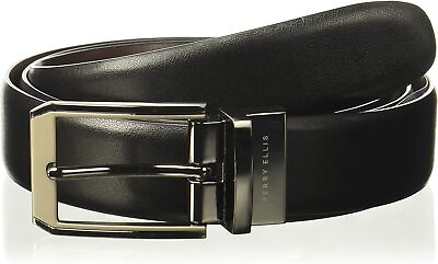 #ad Perry Ellis Men#x27;s Portfolio 2 Tone Reversible Belt with Leather Matte Shine Bu $52.69