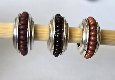 #ad Brighton Hippie Brown Black Chocolate Rows of Seeds Beads Charms Lot Of 3 $25.00