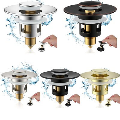 #ad Upgraded All Metal Pop Up Sink Drain StainerUniversal Bathroom Sink Stopper $14.99