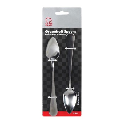 #ad Chef Craft Grapefruit Spoons Stainless Steel Serrated Mirror Finish Set of 2 $7.95