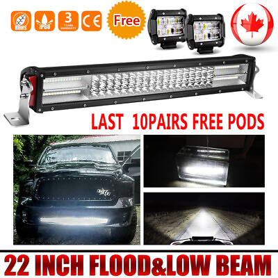 #ad 22INCH 1200W Quad Row Led Light Bar Flood Spot Combo Driving Offroad 4x4WD Truck C $149.98