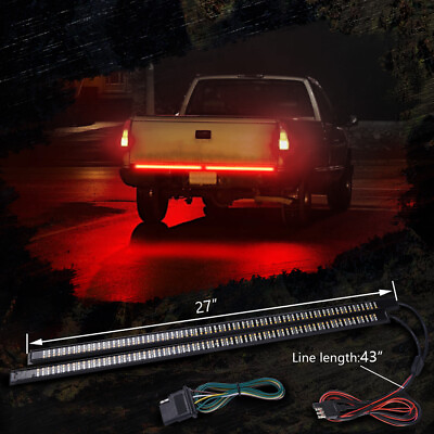 #ad 60quot; Triple LED Truck Tailgate Bar Sequential Turn Signal Amber Rigid Brake Light $52.79