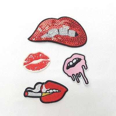 #ad Lips Embroidery Iron On Patch Motif Applique PICK Cute Kawaii Kiss $3.35