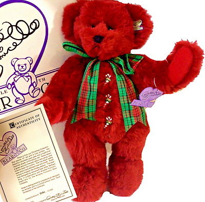 #ad ANNETTE FUNICELLO TEDDY BEAR ROSIE RED CHRISTMAS 15quot; LIMITED EDITION JOINTED $26.95