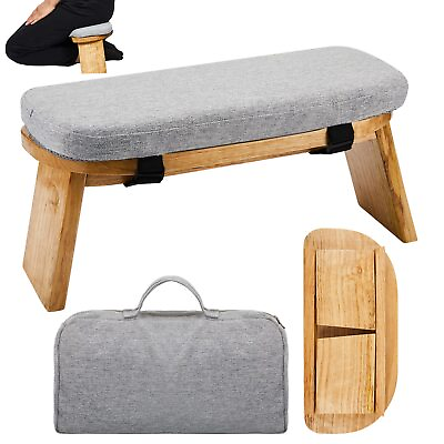 #ad Meditation Bench with Carrying Bag Kneeling Stool Portable Grey $52.94