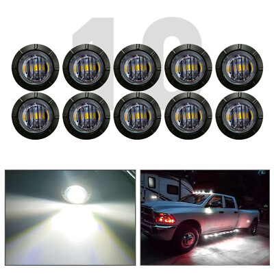 #ad 10PCS Smoked Marker Side Round lights Truck White Trailer 3 4quot;LED Bullet Light B $10.99