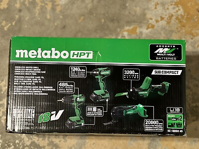 #ad BRAND NEW Metabo HPT 4pc 18V Brushless Power Tool Combo Kit Model #KC18DDX4S $195.99