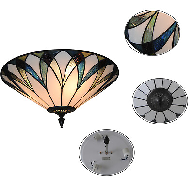 #ad 3 Light Retro Tiffany Style Ceiling Light Chandelier Stained Glass Lamp Fixture $108.73