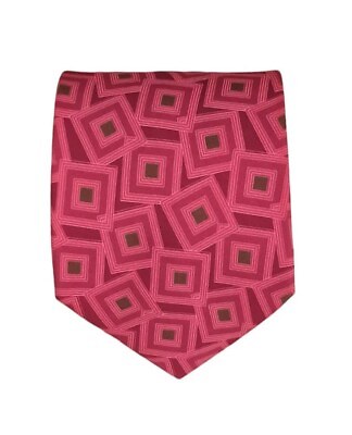 #ad PAUL STUART Pink Geometric Silk Tie HANDMADE USA 58quot; 3.8quot; EC $51.98