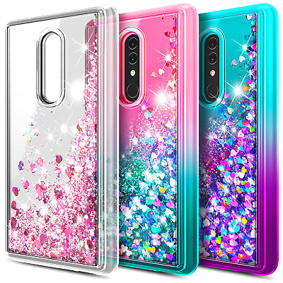 #ad For TCL A1X A503DL Case Liquid Glitter Bling Cute Phone Cover Tempered Glass $6.58