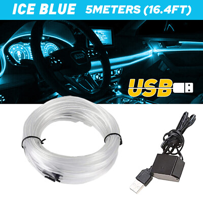 #ad 5M Ice LED Blue Car Interior Decor Atmosphere Strip Wire Light Lamp Accessories $9.99