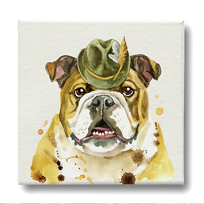 #ad Framed Canvas Wall Art Painting Prints Hipster Fedora Dog Pet Bulldog DOGG005 $29.99