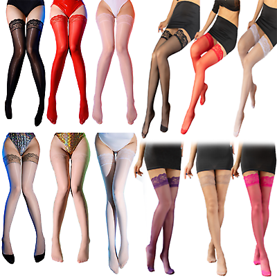 #ad Lady#x27;s Lace Top Stay Up Stockings Thigh High Sheer Pantyhose Stockings For Women $3.36