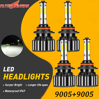 #ad 4PCS 9005 HB3 4 Sides LED Headlight Kits High Power Bulbs 6000K 2400W 300000LM $19.99