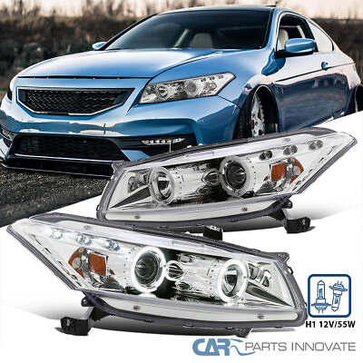 #ad Fit 2008 2012 Honda Accord 2Dr Coupe LED Halo Projector Headlights Lamp Assembly $208.95