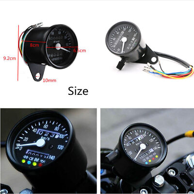 #ad 1x Universal Motorcycle Dual Odometer KMH Speedometer Gauge LED Signal Backlight $20.71