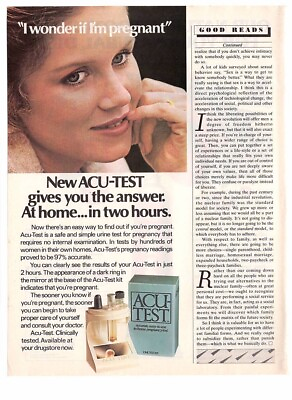 #ad Vintage 1980s magazine print ad ACU TEST Home Test women#x27;s health issues baby v2 $7.00