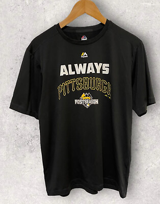 #ad Majestic Pittsburgh Pirates Post Season Men#x27;s T Shirt Cool Base Black Size Med $7.00