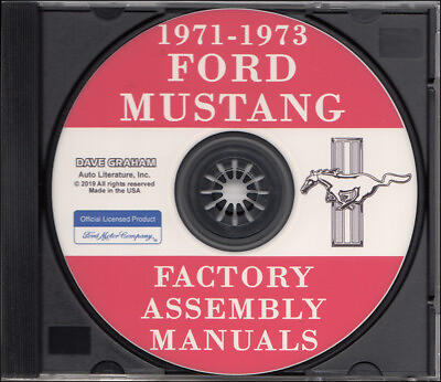 #ad 1971 1972 1973 Ford Mustang Assembly Manual Set of 6 on CD Body Chassis Electric $29.94