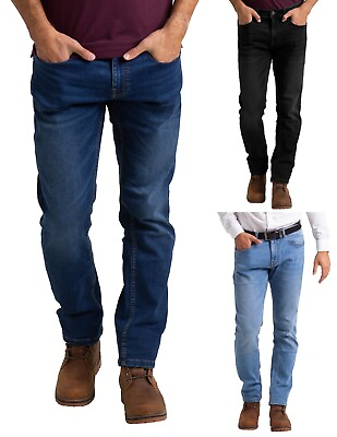 #ad #ad Mens Denim Jeans Knitted Slim Fit Supper Stretch Casual Classic Faded Jeans Pant $17.84