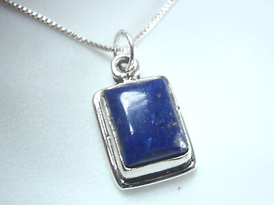 #ad Lapis Lazuli Rectangle 925 Sterling Silver Pendant $18.99