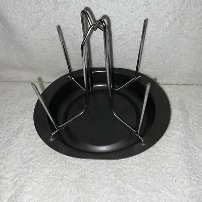 #ad Roast Chicken Holder Steel Upright Roaster Rack BBQ Stand Grill Pan $10.00