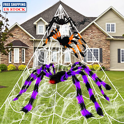 #ad LARGE Spider Halloween Decoration Haunted House Prop Outdoor Scary Party Decor $7.95