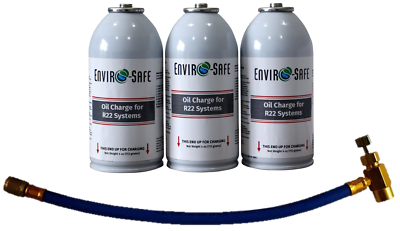 #ad Envirosafe Oil Charge for R22 A C systems 3 4oz cans with hose $32.00