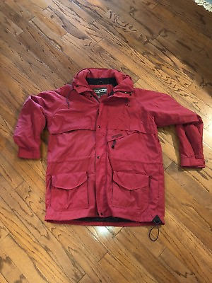 #ad Vintage Mens Red Jansport Full Zip Hooded Jacket Hiking Parka Anorak SZ XL $69.99
